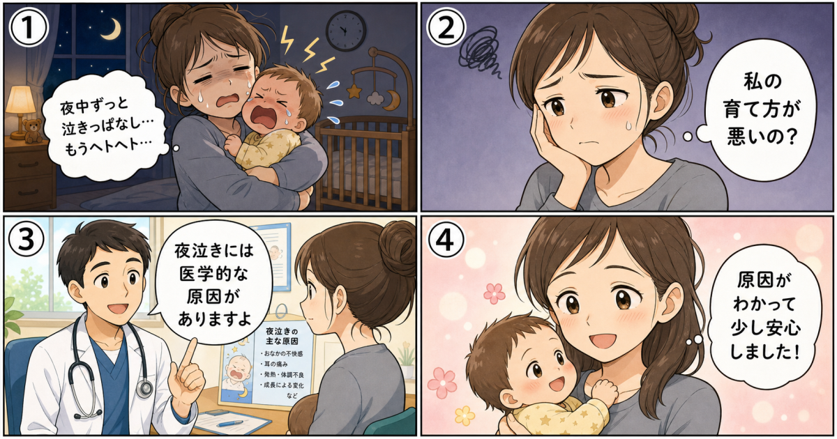 ひどい夜泣きで限界のママへ!医師が教える医学的原因と受診の目安