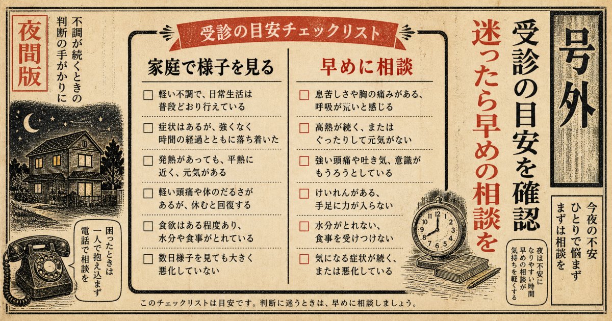 家庭で夜間でも判断しやすい受診の目安